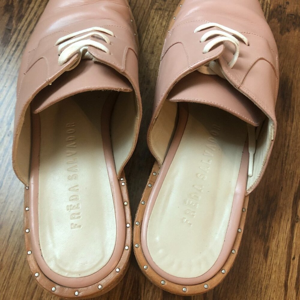 Freda Salvador Leather Studded Accents Mules - Picture 5 of 5